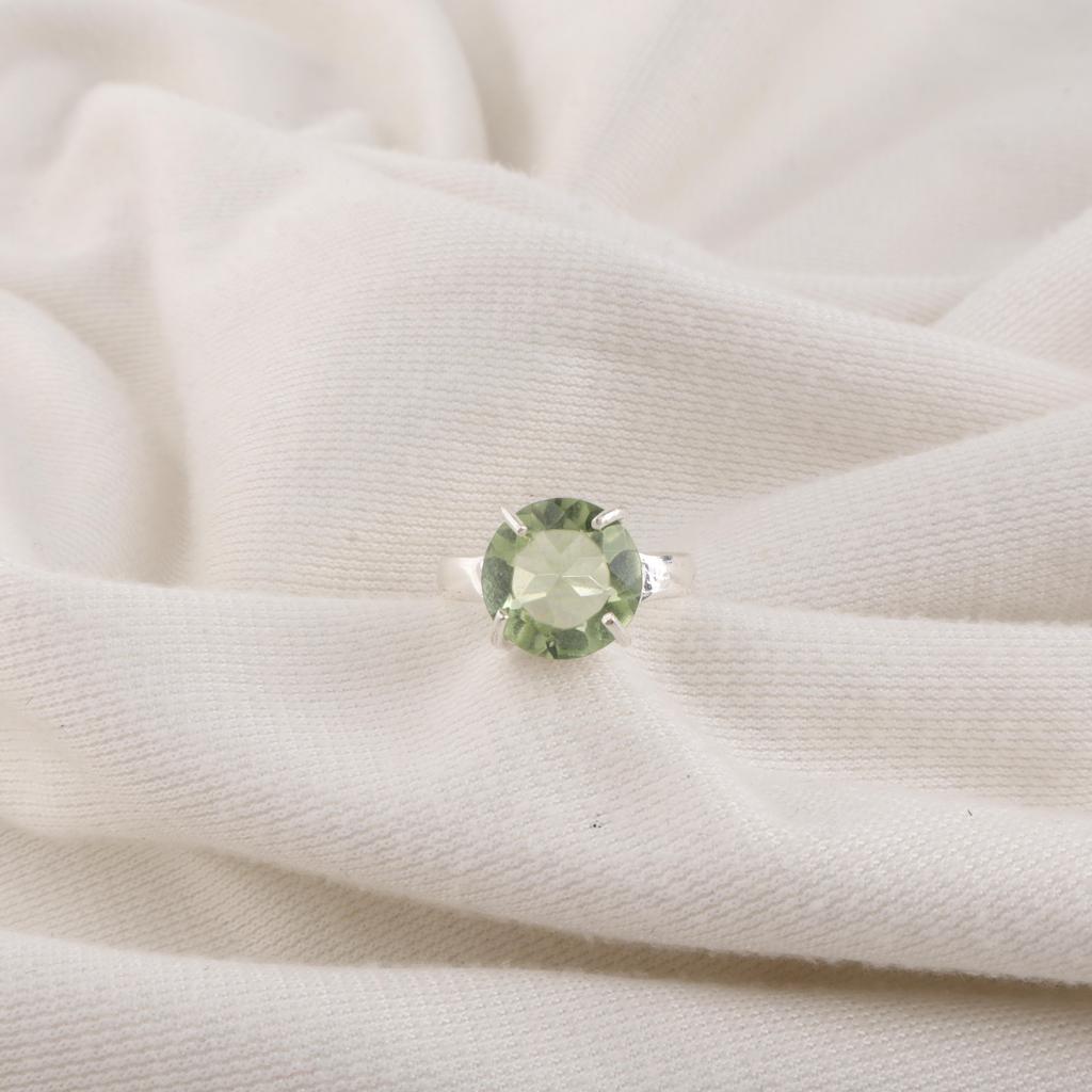 Green Amethyst Gemstone 925 Sterling Silver Jewelry Designer Pretty Ring Gift For Mother RR-72-12