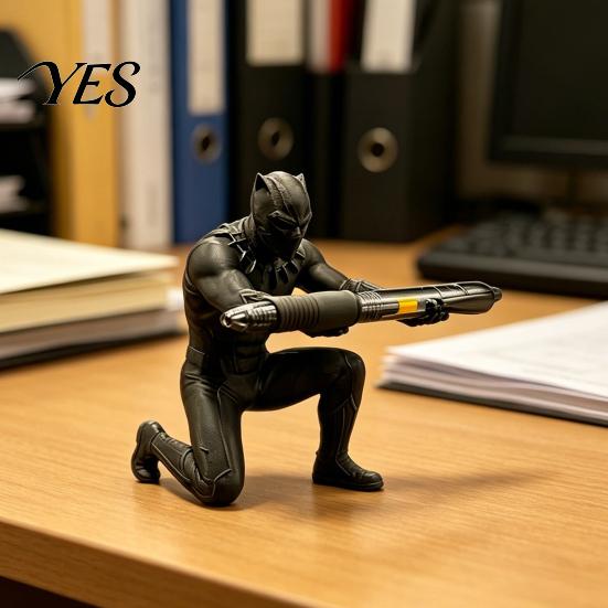 Muscle Detail Pen Holder Kneeling Hero Stand, 3D Printed Dark Style Desk Office Organizer Organizer, Action Figure Pencil for Office, Collectible Gift