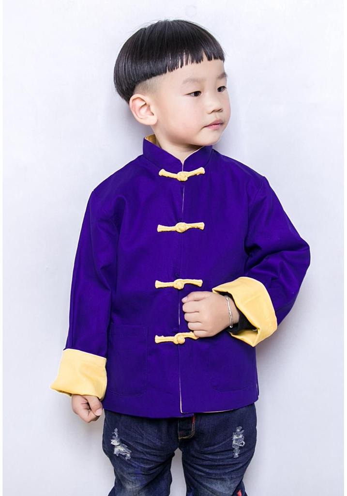 New Unisex Children's Double-Sided Cotton Tang Suit - Traditional Style New Year Outfit