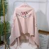 Chinese Style Embroidered Wool Scarf – Elegant Women's Winter Shawl, Double-Sided, Warm Fashion Accessory