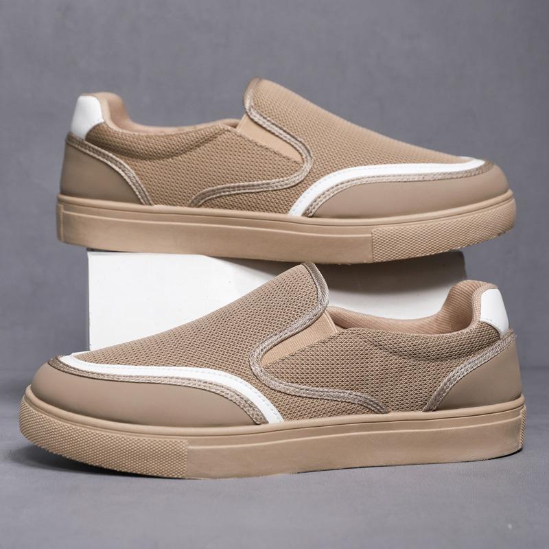 Fashion Men's Canvas Shoes Breathable Mesh Casual Shoes Comfort Loafers Classic Vulcanized Shoes for Men Slip-On Driving Shoe Sneakers