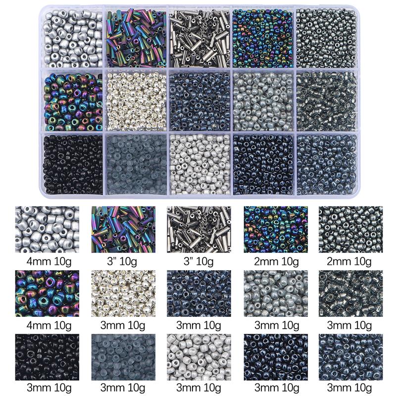 Seed Beads Kit Loose Bead Tube Beads Set with Box for DIY Jewelry Beaded Necklace Bracelet Earring Making Kit