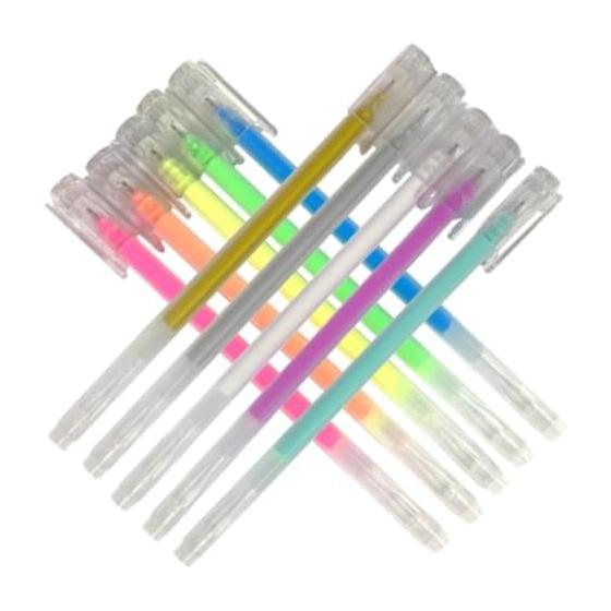 Gel Pen Set, Fluorescent Colors, 0.5mm Fine Tip, Pop & Urban 10 Colors | Pink, Yellow, Orange, Green, Blue, Gold, Silver, White, Blue-Green, Purple.