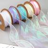 40MM 10 Yards Fishtail Yarn Bead Ribbon Gradient/Pleats/Magic/Gold Edge Reflective Iridescent Wavy Edge Ribbon Gifts Packaging