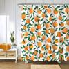 Fresh Fruit Orange Shower Curtain with Hooks Waterproof Polyester Bathroom Curtain Watercolor Bath Curtain for Bathroom Decor