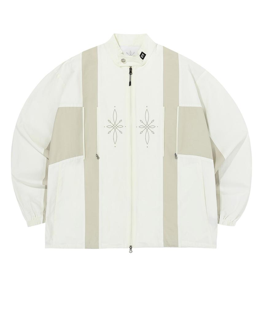 Openyard(Oy) Tribal Logo Double Zipper Track Jacket - Cream