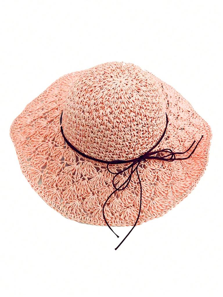 Handwoven Straw Sun Hat – Women’s Summer Wide-Brimmed Foldable Panama Hat with Bow Accent, UV Protection for Beach & Outdoor Wea