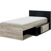 GAMI Erquy Children's Bed with Storage - Light Kronberg Oak and Black Decor - 90 X 200 Cm