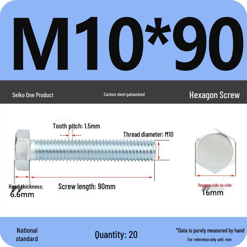 8.8 Grade Galvanized Hex Head Bolt, High-Strength M4-M30