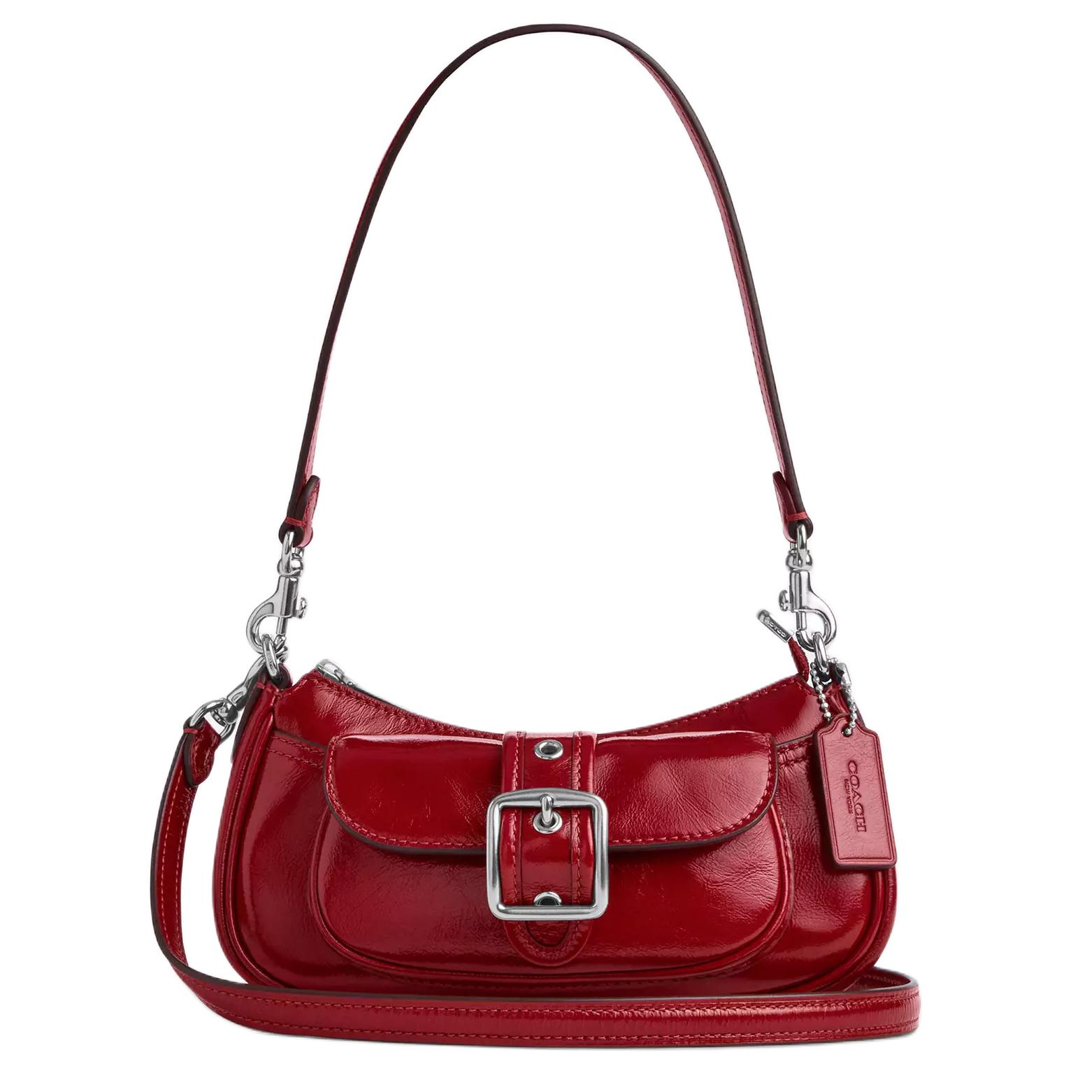 

Coach Ashton 20 Silver Buckle Underarm Bag Wrinkled Leather Shoulder Bag Mini Women Bags Dark-Red CDB19-SVPX1 Basic Set (Bag+Dust Bag)