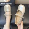 Rhinestone silver Mary Jane shoes women's autumn and summer new models with skirts, evening small leather shoes, flat shoes