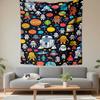 Colorful Galactic Characters and Planets Patterned tapestry for bedroom and living room home decor