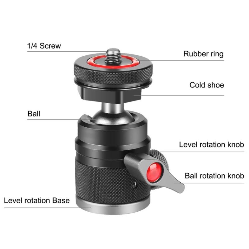 Mini BallHead With Smooth 360°Pivoting Compatible for Camera Tripod And Selfies Stick Strong Durability&High Stability