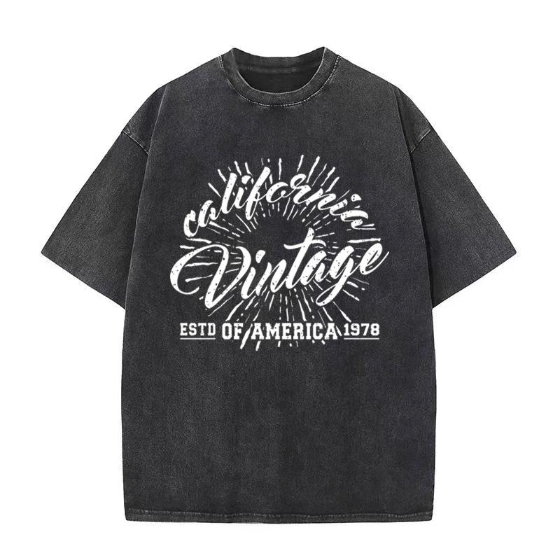 Summer Fashion Black Washed Vintage T-Shirt Men S And Women M