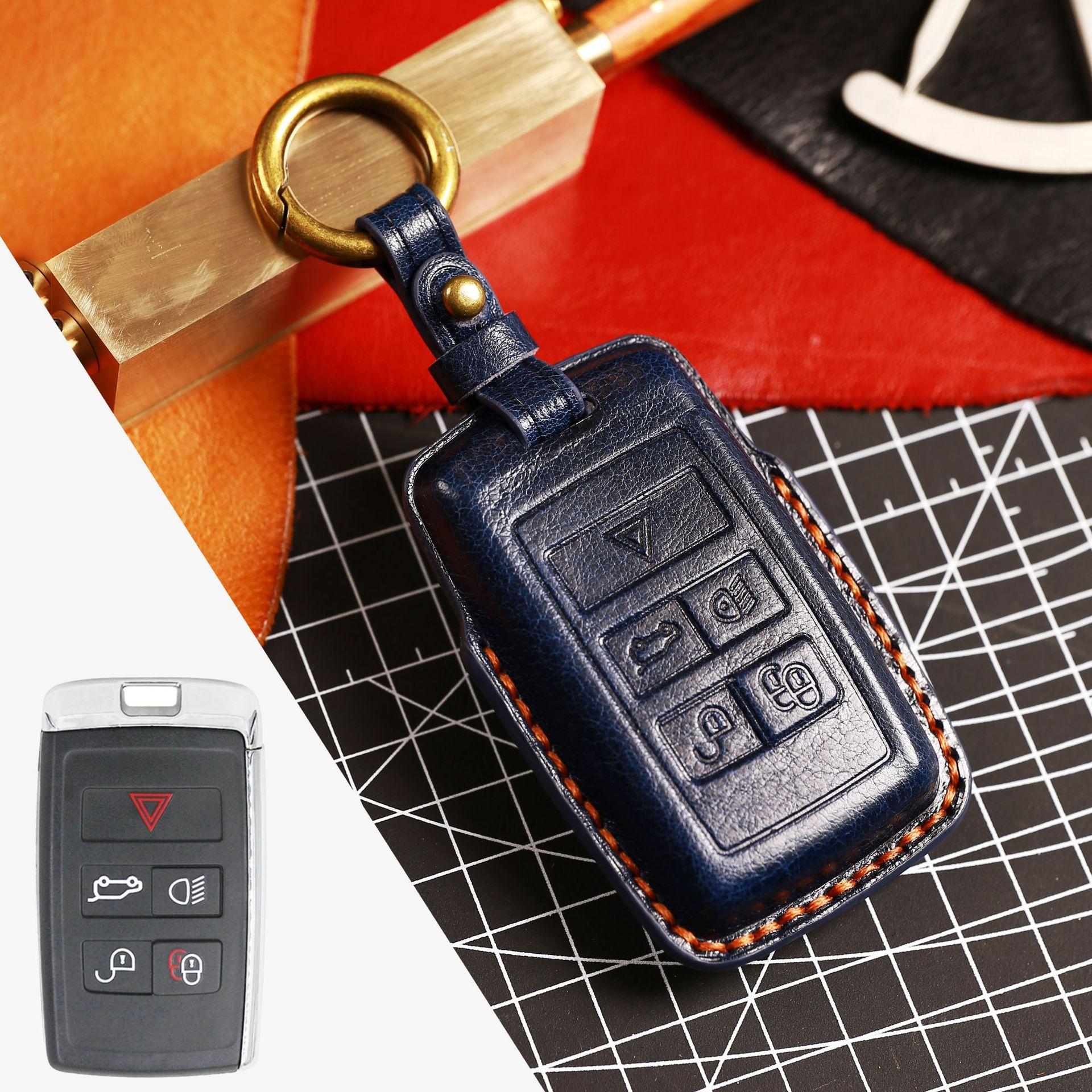 

Leather Car Remote Key Cover Case Holder Shell Keyring Fob For Land Rover New Rangerover Sport Evoque Freelander Velar Discovery