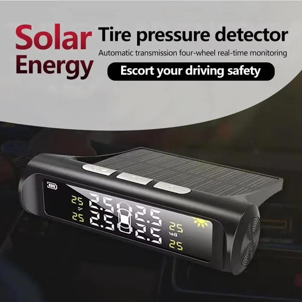 Solarbetriebenes Auto-Reifendruckkontrollsystem (TPMS) Auto-Reifendruck-Alarm Sicherheitswarnung Mit Temperaturanzeige