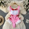Women Sexy Underwear Open Crotch Jumpsuit Square Neck Ruffle Cosplay Erotic Lace Lingerie Shapewear Sensual Bodysuits