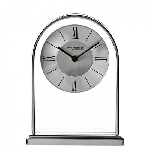 Wm.Widdop Chrome & Wood Veneer Mantle Clock