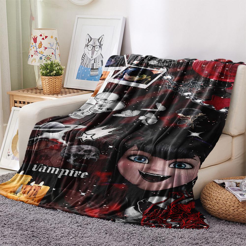 1PC Hotel Transylvania Mavis Dracula Print Flannel Blanket, High quality All Seasons, Home Decor, Warmth and Comfort, Perfect for Christmas Gifts