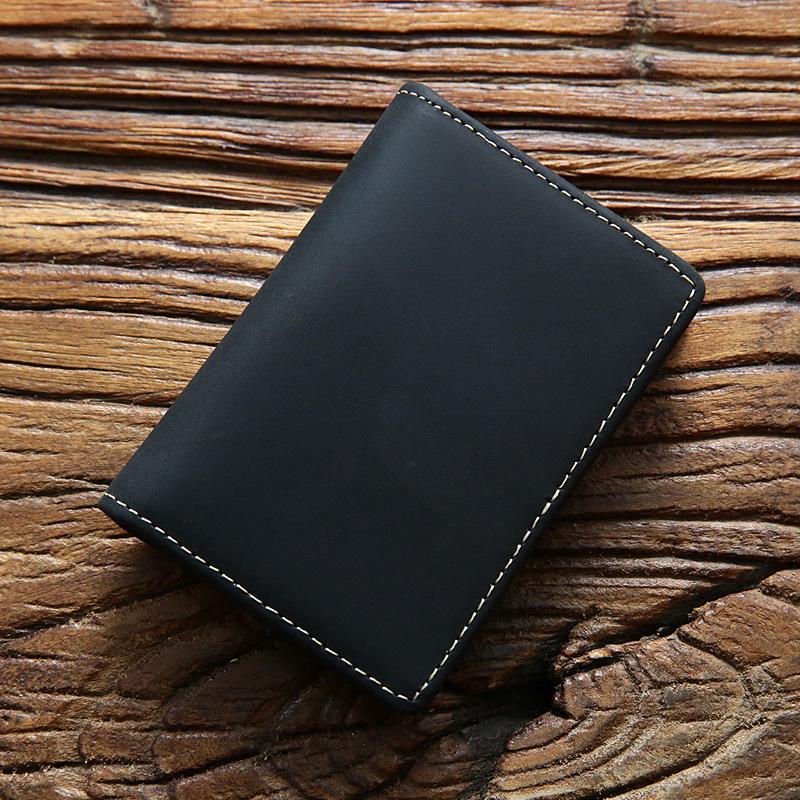 

Vintage Crazy Horse Leather Men s Card Holder Wallet: Genuine Top Grain Mini Business Card Holder