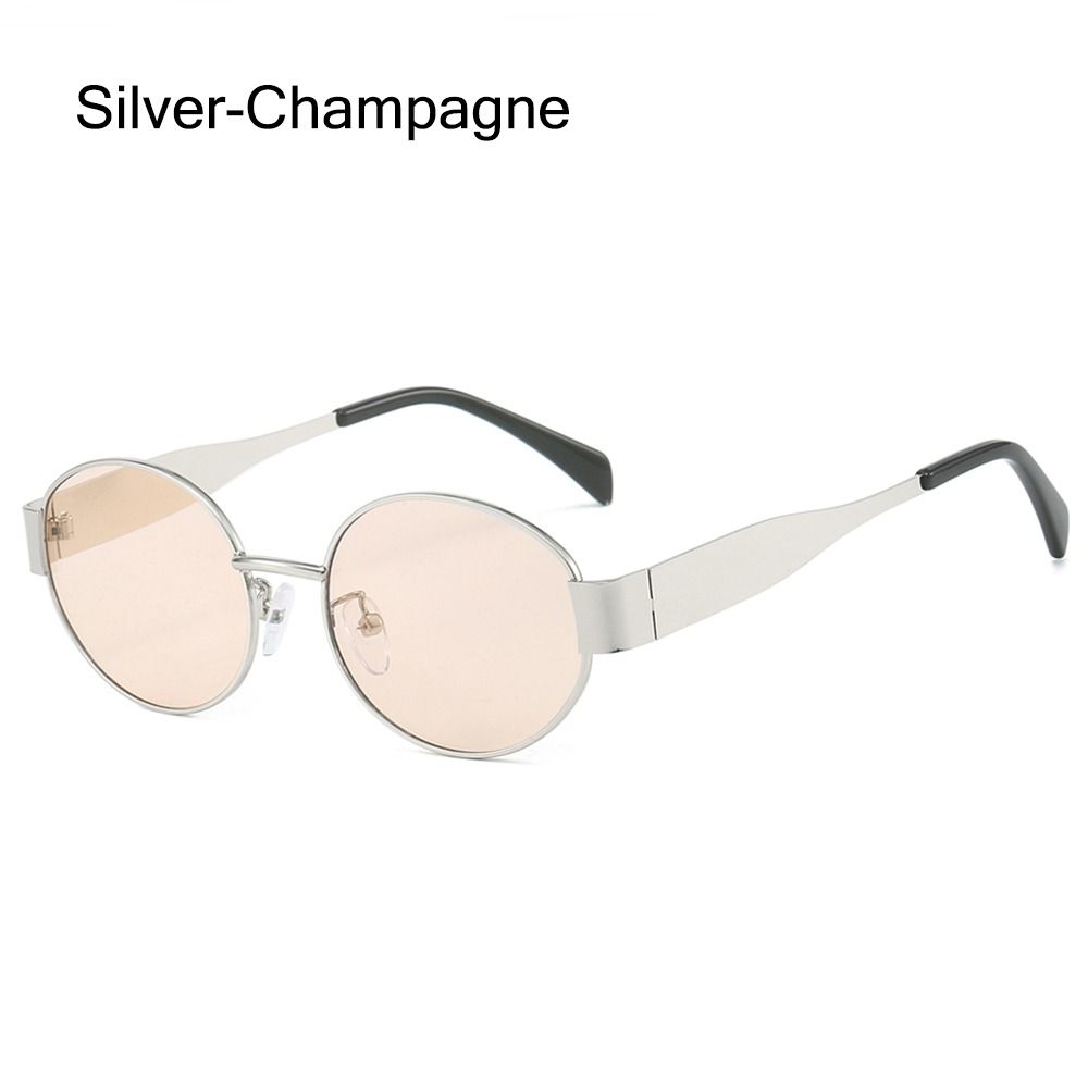 Vintage Metal Frame Oval Sunglasses Uv400 Protection Punk Sun Glasses Black Shades For Women & Men