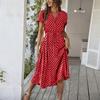 Women's Summer Maxi Dress 2025 Floral Wrap V Neck Puff Short Sleeve Ruffle Beach Resort Long Dresses