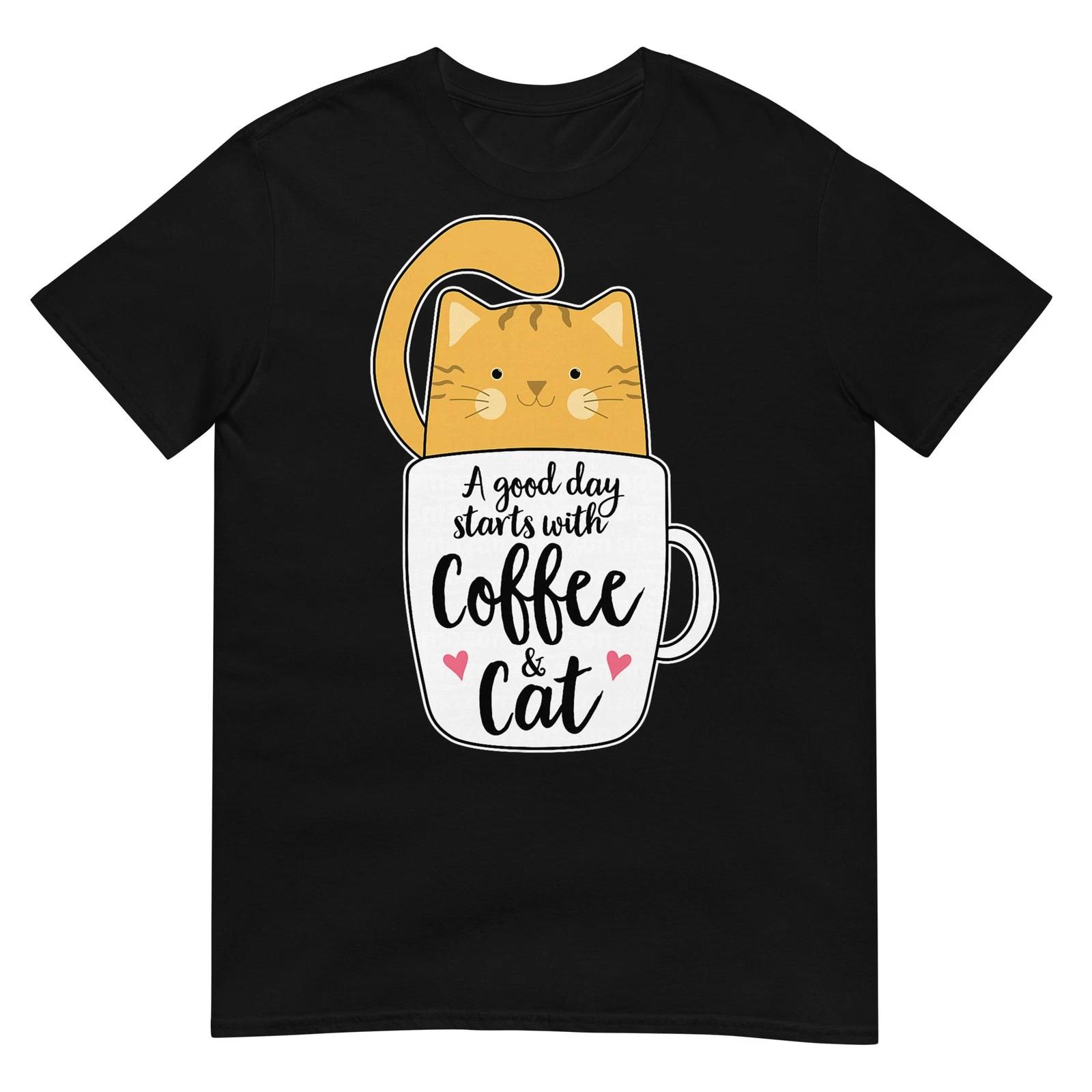 Funny Orange Cat Coffee Quote for Cat Mom & Women T-Shirt 4XL