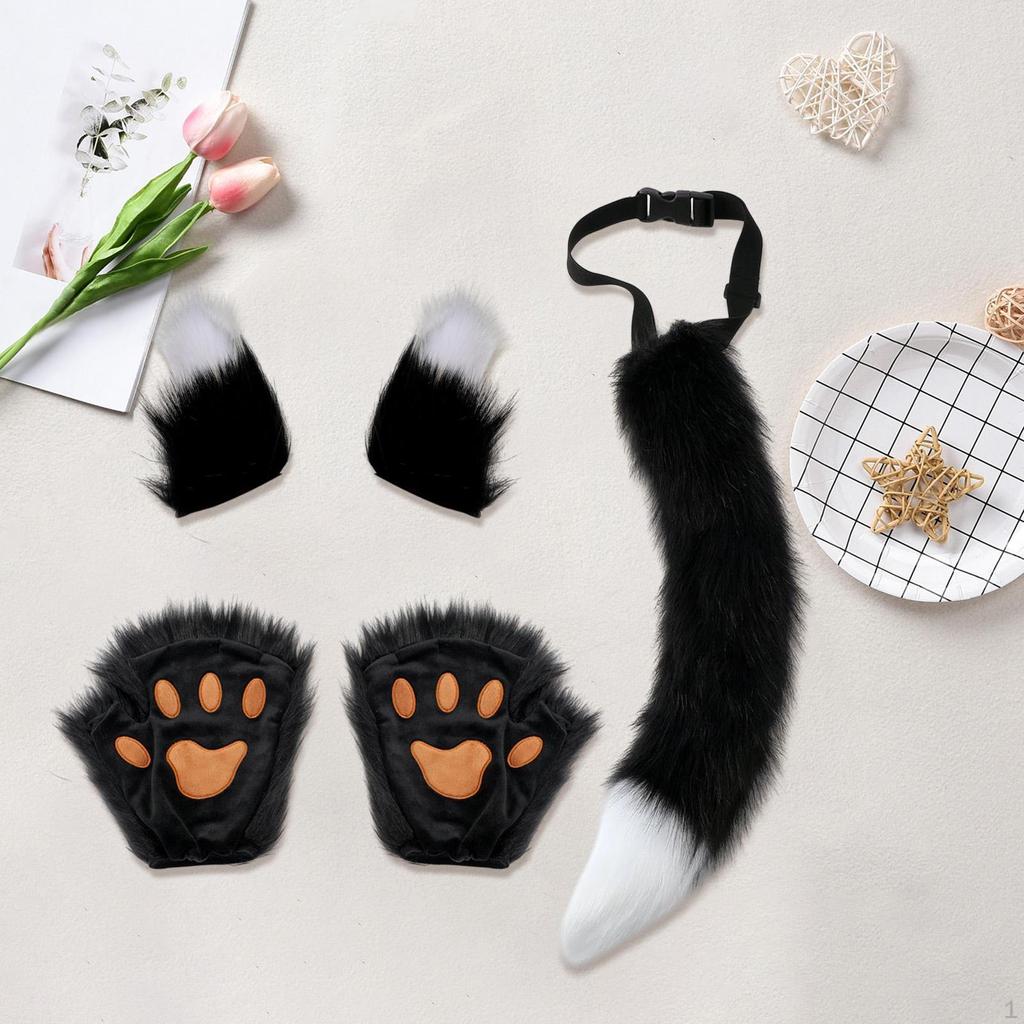 Zestaw kostiumów zwierzęcych z sztucznymi uszami i ogonem na imprezy tematyczne