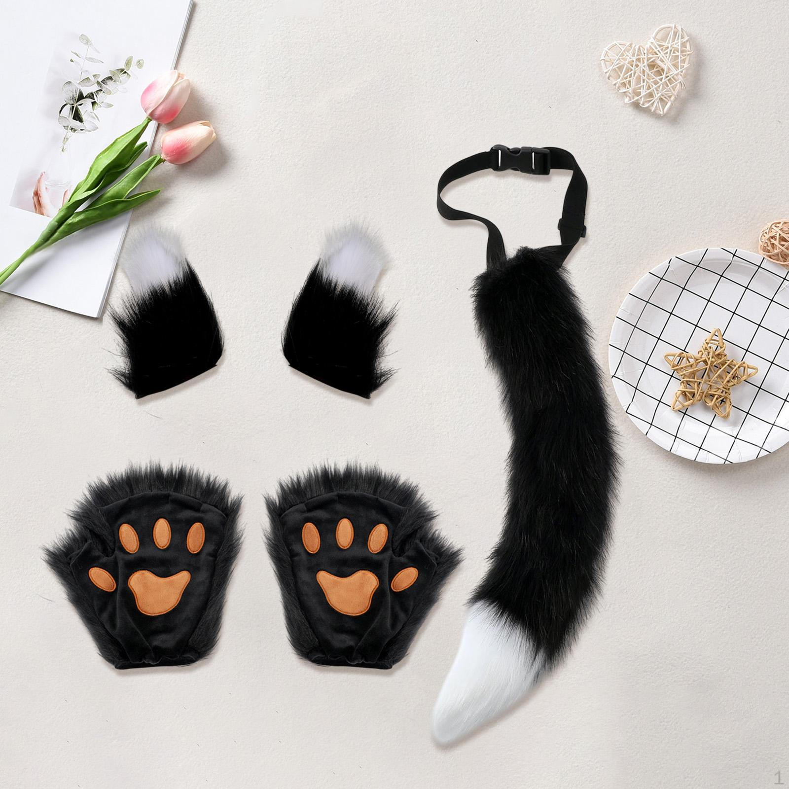 

Комплект костюмов животных с искусственными ушами и хвостом для тематических мероприятий Black White