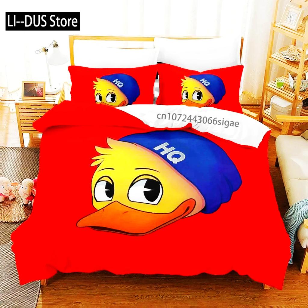 Anime Quackity Duck Bedding Set Boys Girls Twin Queen Size Duvet Cover Pillowcase Bed Boys Adult Fashion Home Textileextile