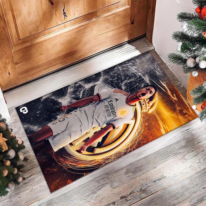 Jude Bellingham Printed Flannel Area Rug Non Slip Soft Polyester Floor Carpet Indoor Decor Mat for Bedroom Living Room Sofa