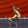 2027 Chinese Zodiac Goat Brass Figurine Polished Handmade Lucky Sheep Statue Ornament for Living Room Shelf Decor New Year Gift