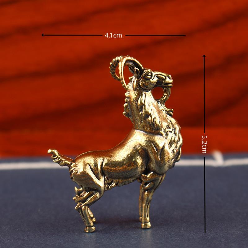 2027 Chinese Zodiac Goat Brass Figurine Polished Handmade Lucky Sheep Statue Ornament for Living Room Shelf Decor New Year Gift