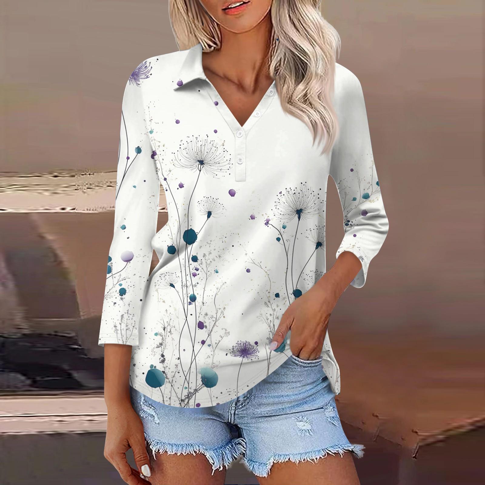 

Женская модная повседневная рубашка с отворотом и рукавом 3/4, женские топы на пуговицах XL белый