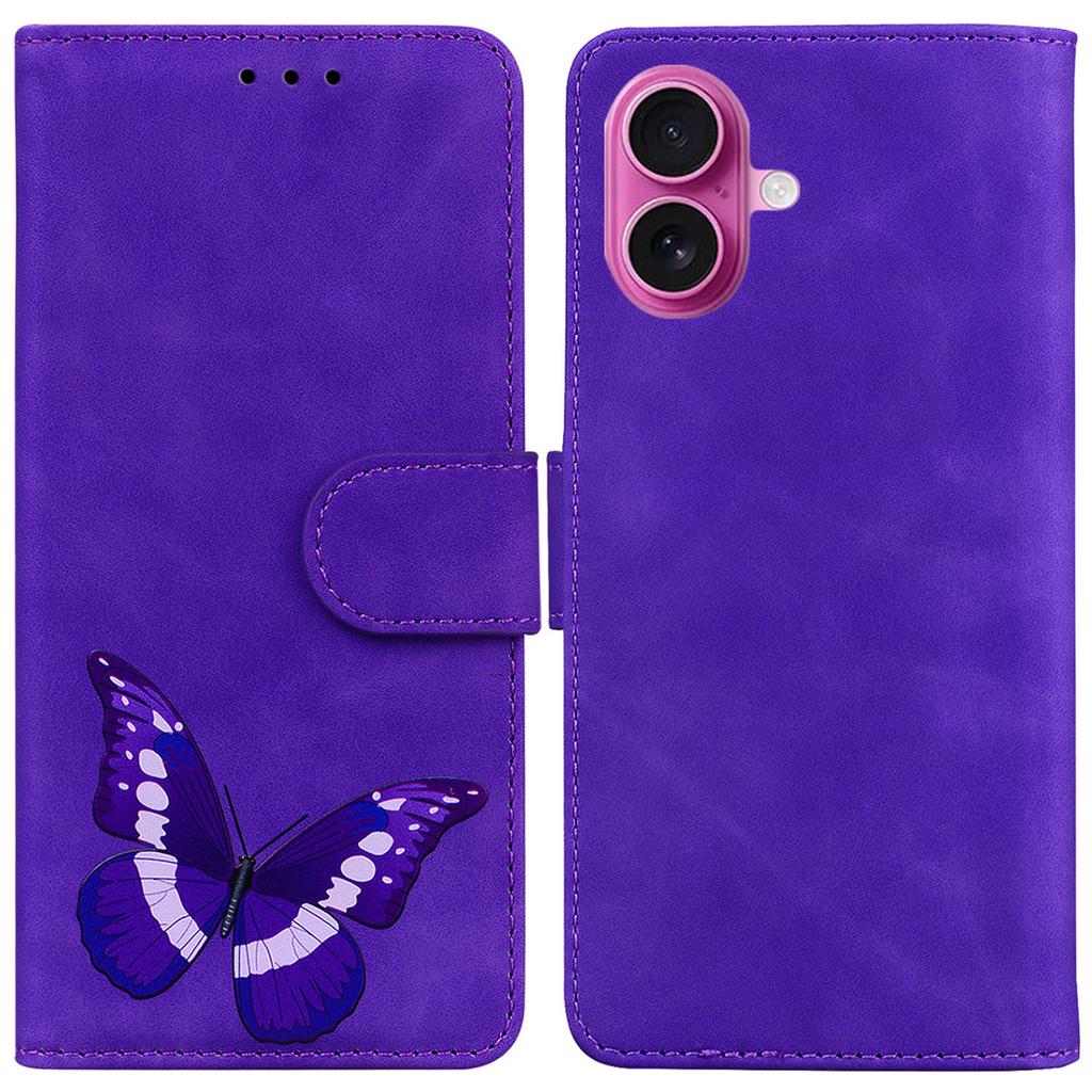 For iPhone 17 Stand Case PU Leather Phone Cover Butterfly Printed