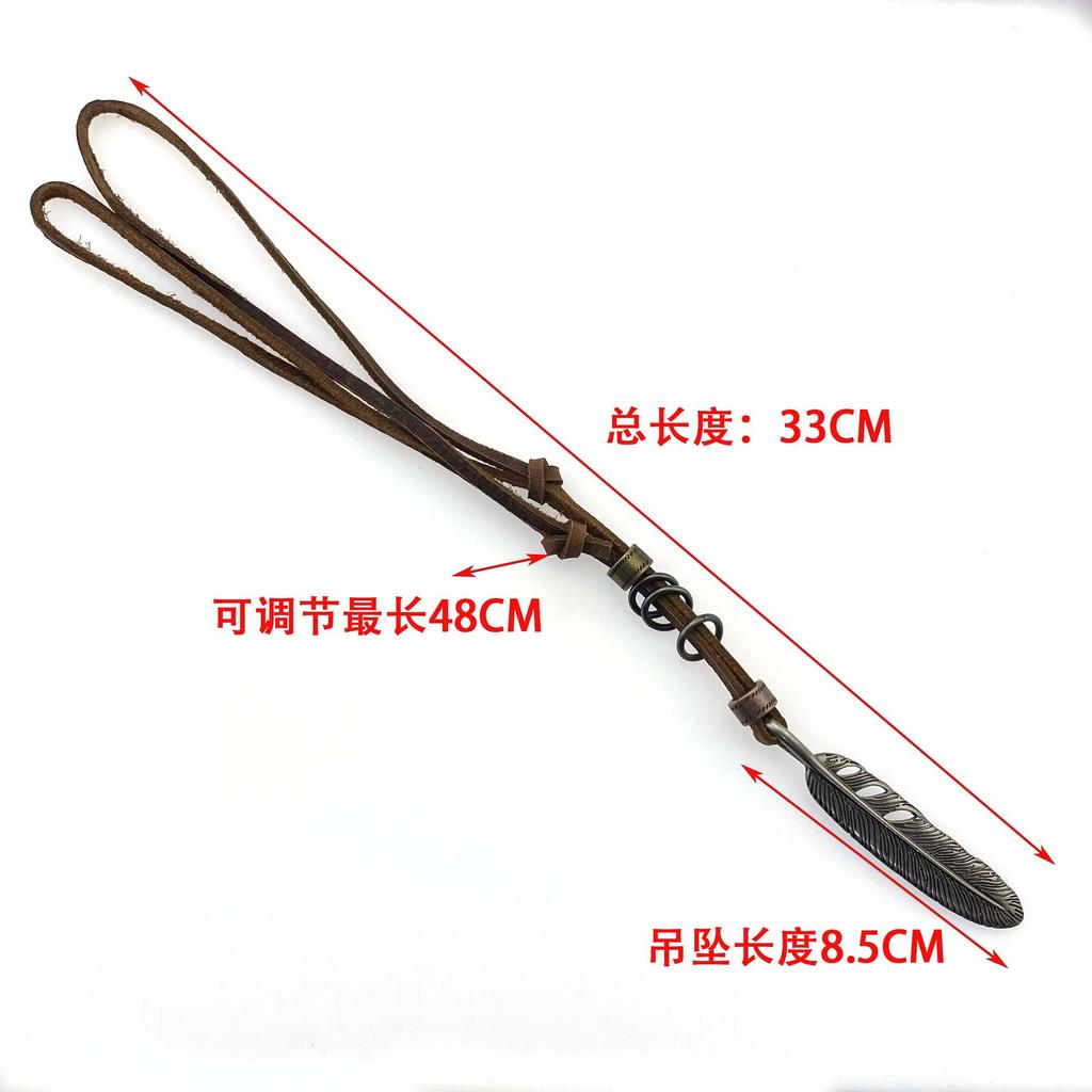 Clothing Accessories Personalized Simple Cowhide Necklace Adjustable Large Feather Pendant Sweater Chain