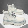 Martin boots autumn high-top British wind locomotive white leather boots casual sports thick-soled heightening boots