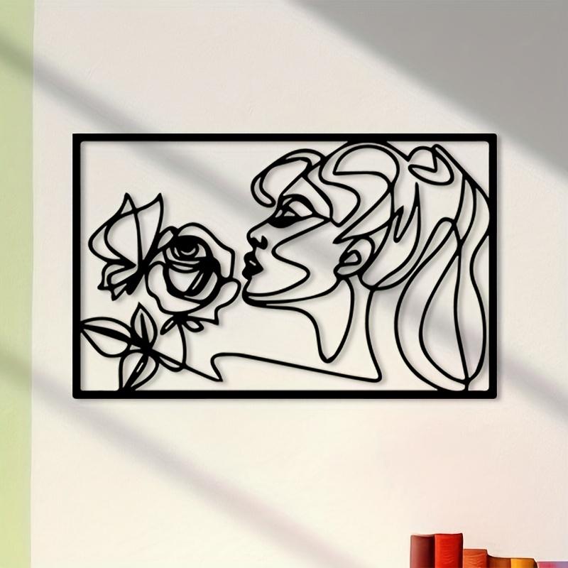 Minimalist Metal Wall Art Woman Face Decor For Home Gallery Studio Office Gift