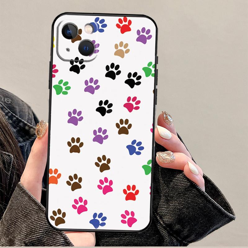 Watercolor Paw Prints Case For iPhone 12 13 Mini 11 14 Pro Max XS X XR Plus 15 16 Pro Max Cover