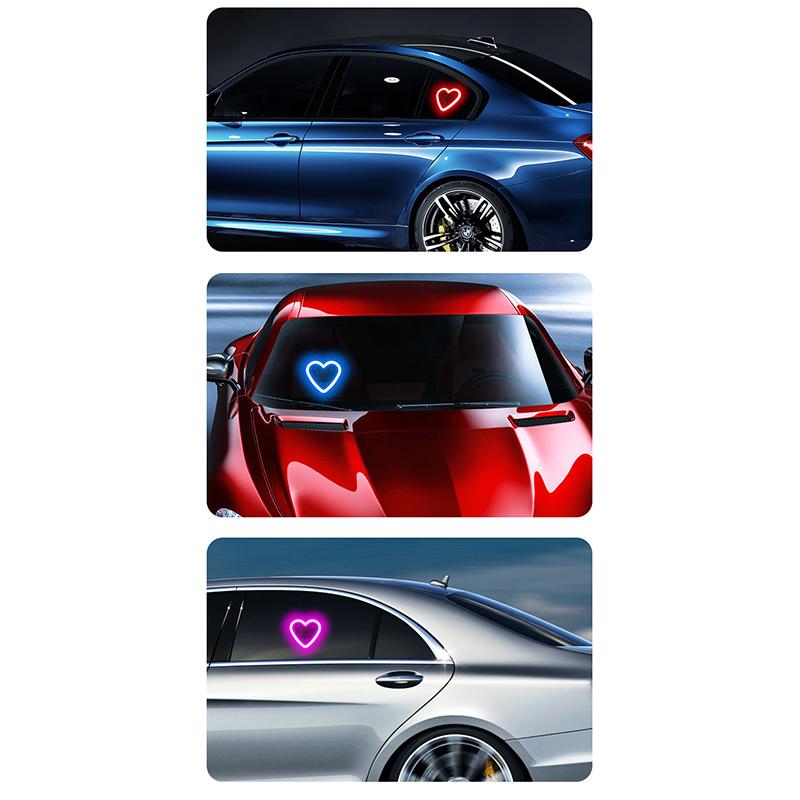 Universal Solar LED Heart Car Light 1Pc Neon Window Decoration Perfect Gift