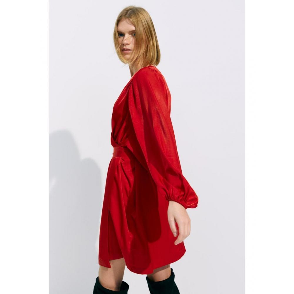 

H&M атласное платье с запахом красное 1029017003