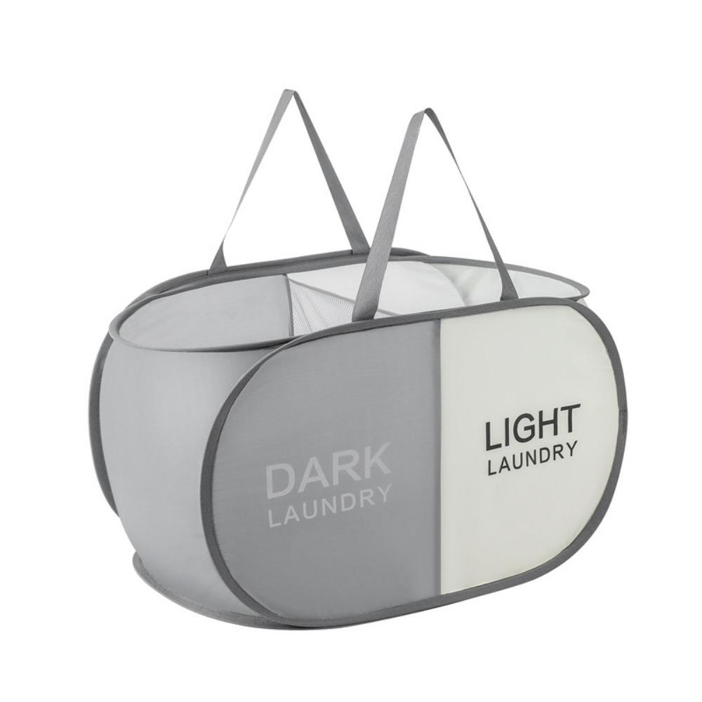 

Всплывающая корзина для белья Оксфордская корзина для хранения игрушек Легкий органайзер для игрушек Прачечная, 2 Compartment Gray+Beige