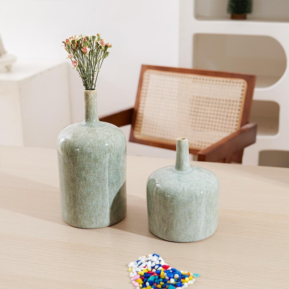 Vase en céramique à col fin, vase en porcelaine cuite au four, accessoires de décoration pour la maison