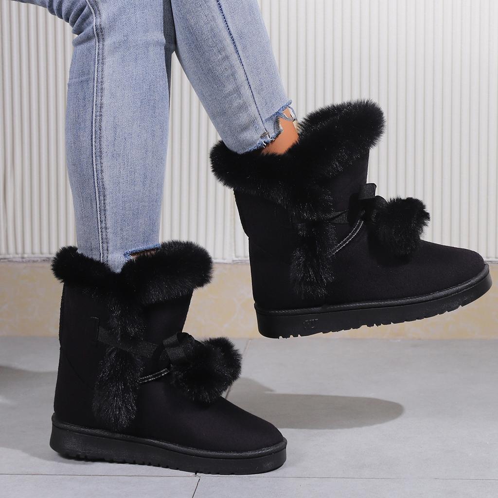 Nye snøstøvler dame vinter stor størrelse bomullsstøvler bomullssko dusk dame medium skaft varme allsidige avslappede damesnøstøvler