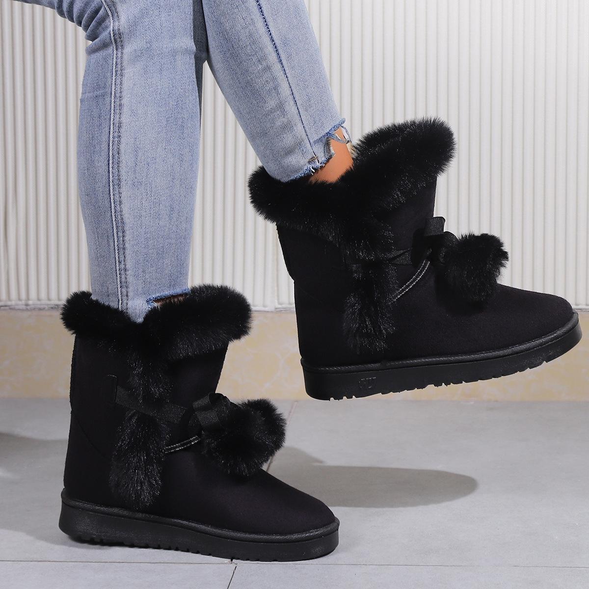 

Милые розовые пушистые нескользящие зимние ботинки женские зимние теплые пушистые меховые балетки ботильоны милые помпоны дизайнерская обувь для девочек 41 35 чёрный