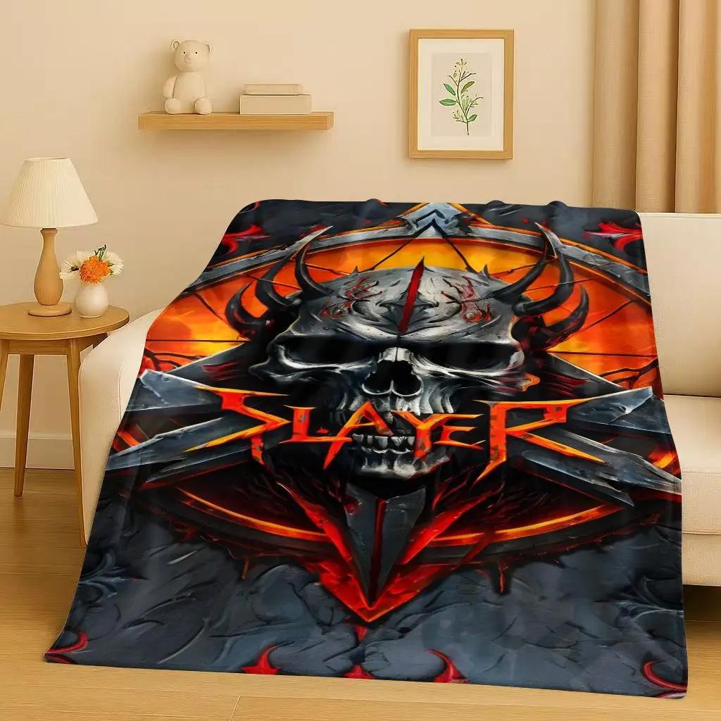 HD Slayer Thrash Metal Rcck Music Band Sign Flannel Blanket,Ultra Soft Warm Plush Throw for Home Bedroom Bed Sofa Cover Gift Kid
