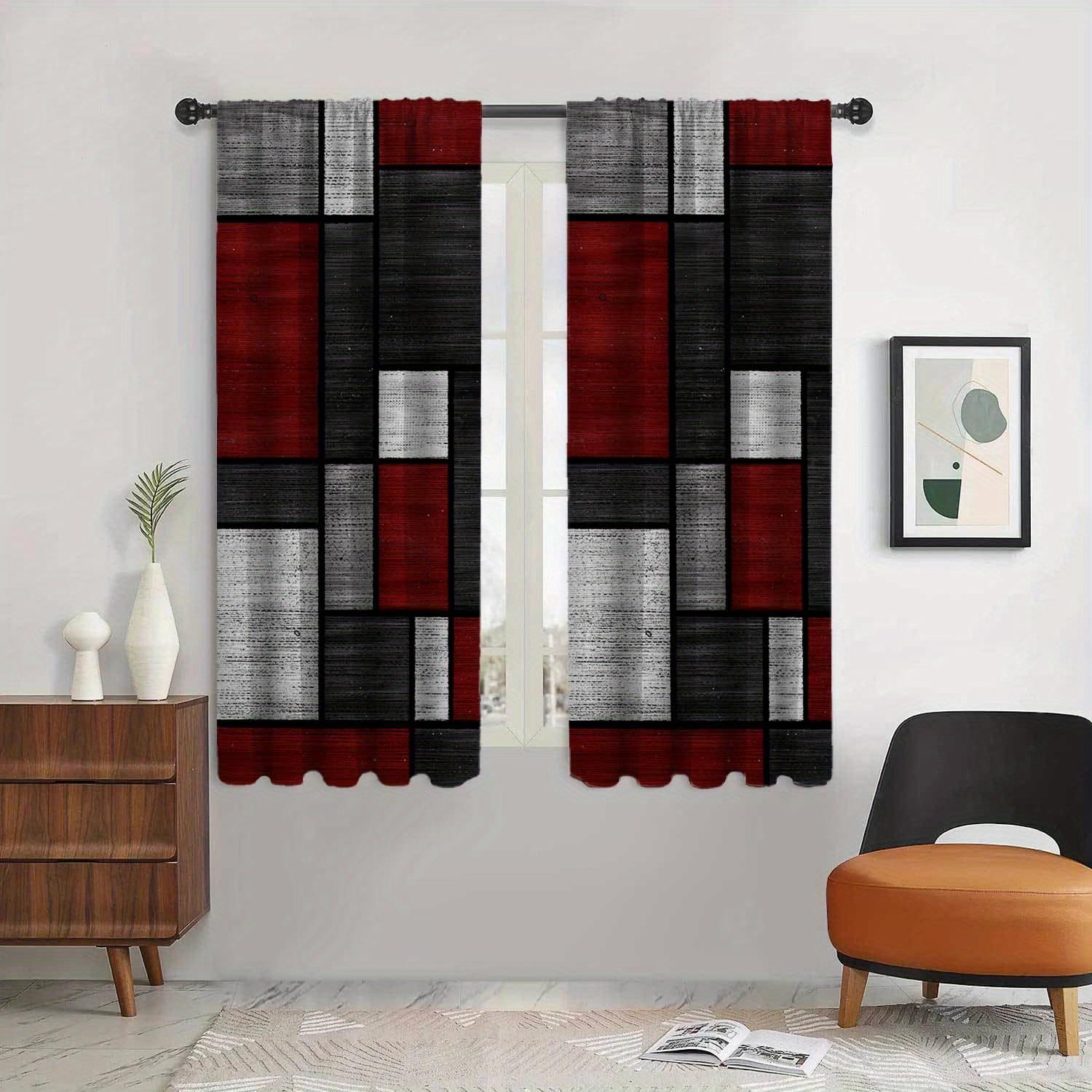 

2 шт., современный минималистский стиль гостиная занавеска геометрический черно-белый узор напечатанный занавес для спальни кухня жалюзи 100W130H(CM)40x51in&Grommet Top