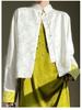 Women's Retro Satin Mandarin Collar Cardigan - Loose Fit, Light National Style Tang Jacket