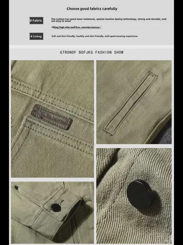 Pánská džínová bunda Slim Fit – hezký krátký styl s klopou na jarní a podzimní běžné nošení