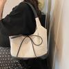 Niche Vintage Black and White Patchwork Canvas Tote Large Capacity Multifunctional Commuter Tote